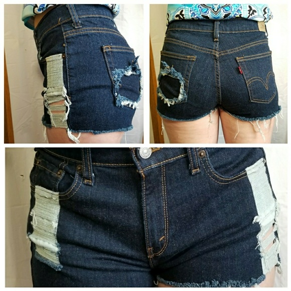 VINTAGE LEVI'S HIGHRISE MID & LOW RISE DISTRESSED FRAYED & ROLLED CUTOFF SHORTS - Picture 11 of 13